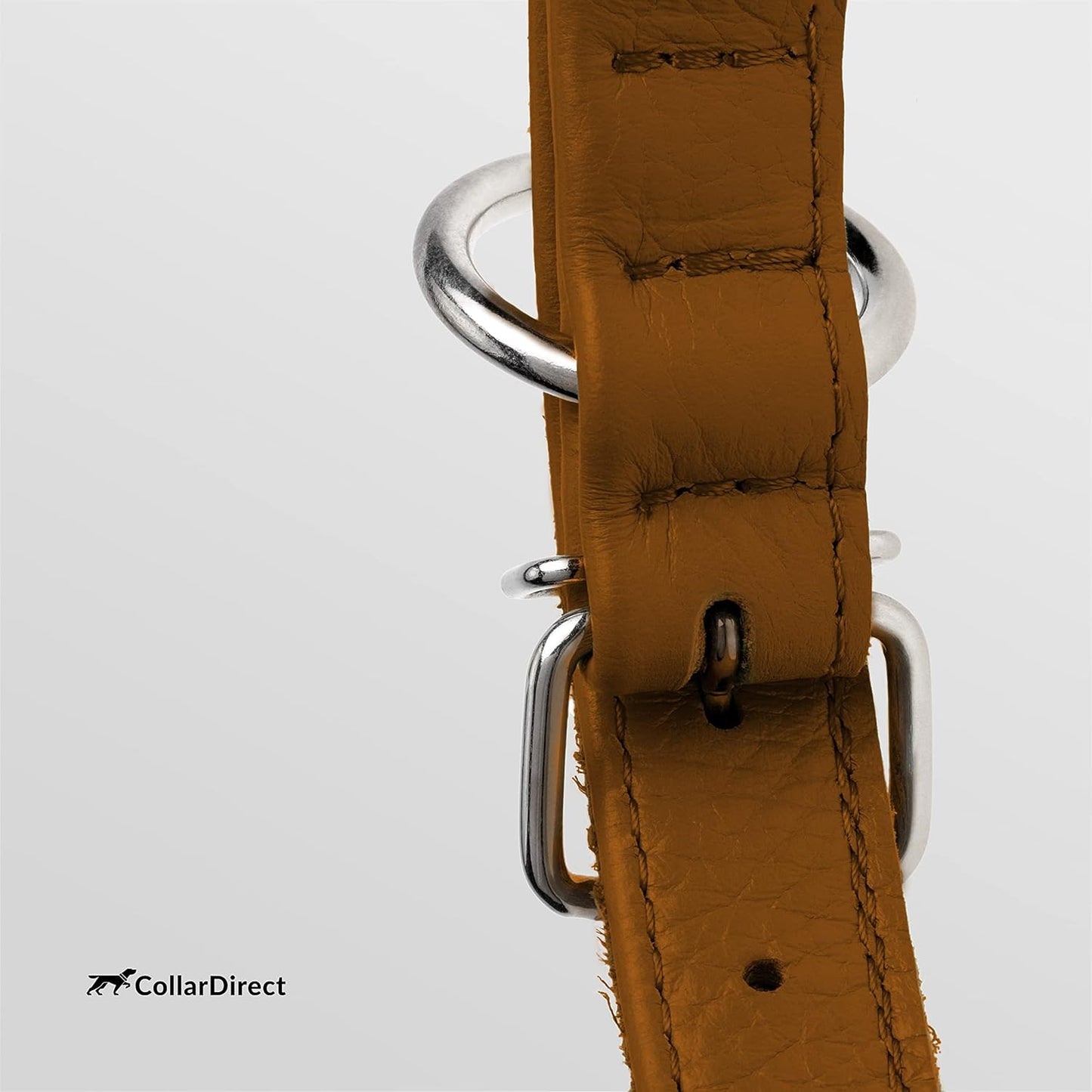 CollarDirect Rolled Leather Dog Collar, Soft Padded Round Puppy Collar, Handmade Genuine Leather Collar Dog Small Large Cat Collars 13 Colors (15-19 Inch, Cinnamon Textured)