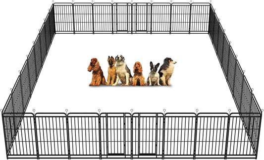 Dog Playpen Outdoor 32 Panels Heavy Duty Dog Fence 47" Height with Thick Pipe Anti-Rust with Doors Portable for RV Camping Yard, Total 71FT, 406 Sq.ft, Snowy Black