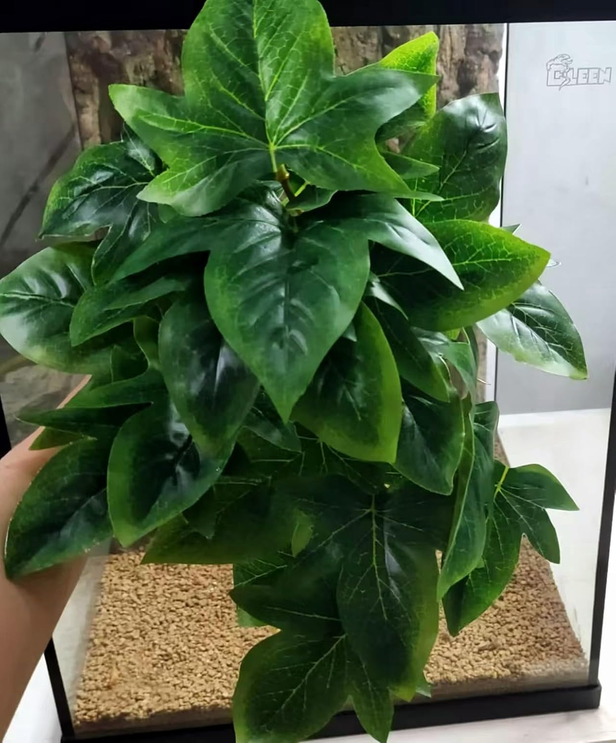 Reptile Plants for Terrarium Decor, Amphibian Habitat Decor, Reptile Tank Accessories, Artificial Hanging Plants with Suction Cup-2 Packs (Sweet Potato Vine)