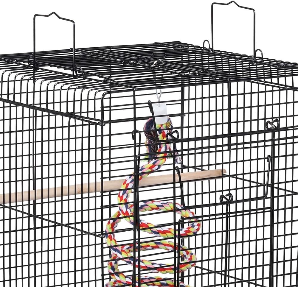 Yaheetech Open Play Top Travel Bird Cage for Conure Sun Parakeet Green Cheek Conure Lovebird Budgie Finch Canary, Small-Size Travel Portable