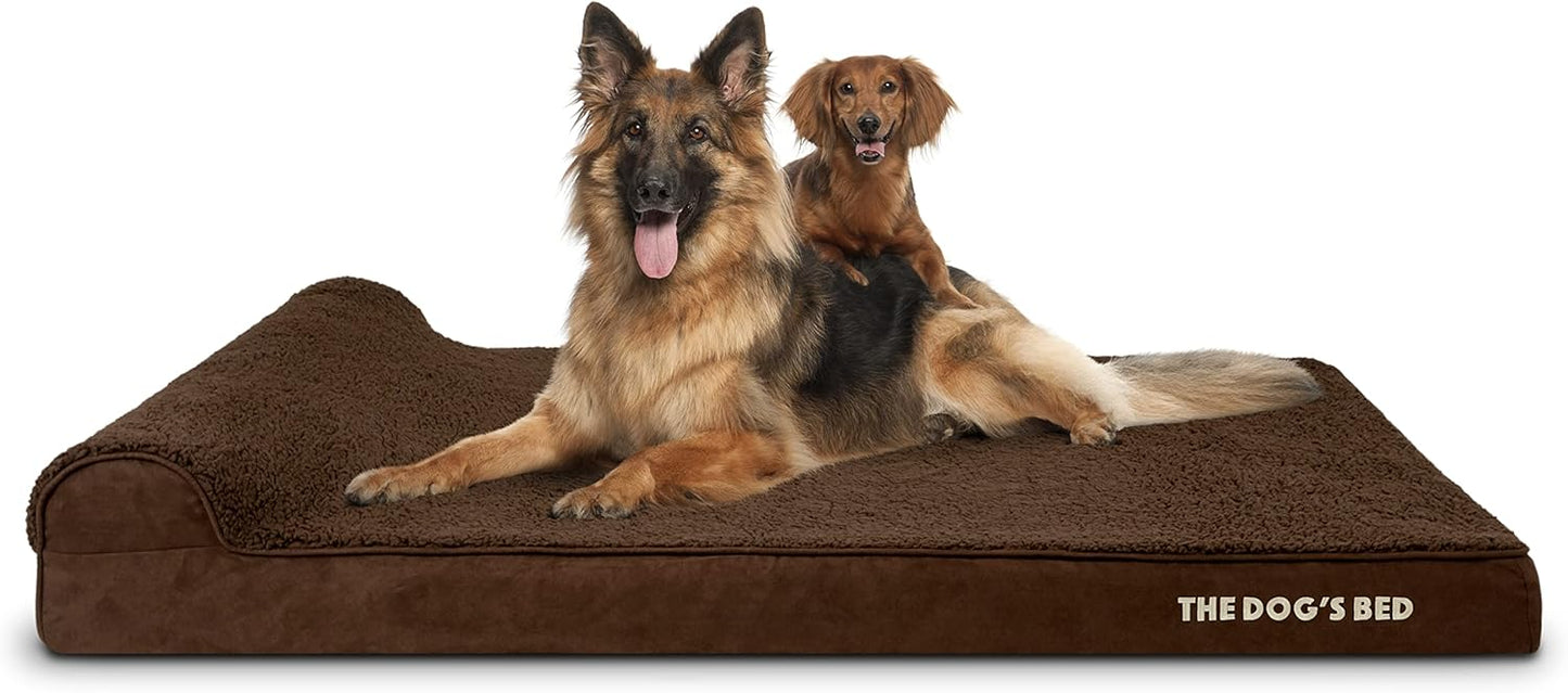 The Dog’s Bed Orthopedic Headrest Dog Bed XXL Brown Plush 54x36, Memory Foam, Pain Relief for Arthritis, Hip & Elbow Dysplasia, Post Surgery, Lameness, Veterinary Approved, Waterproof Washable Cover