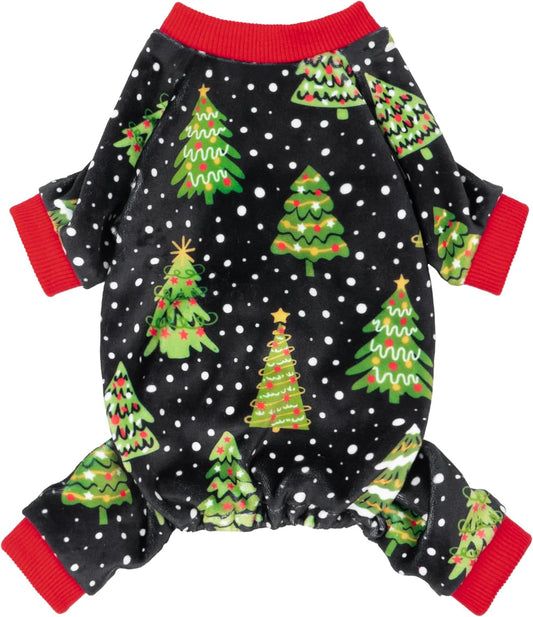 Fitwarm Christmas Tree Dog Pajamas, Christmas Clothes for Small Dogs Boy Girl, Holiday Pet Outfit, Black, Red, Green, Yellow, XS