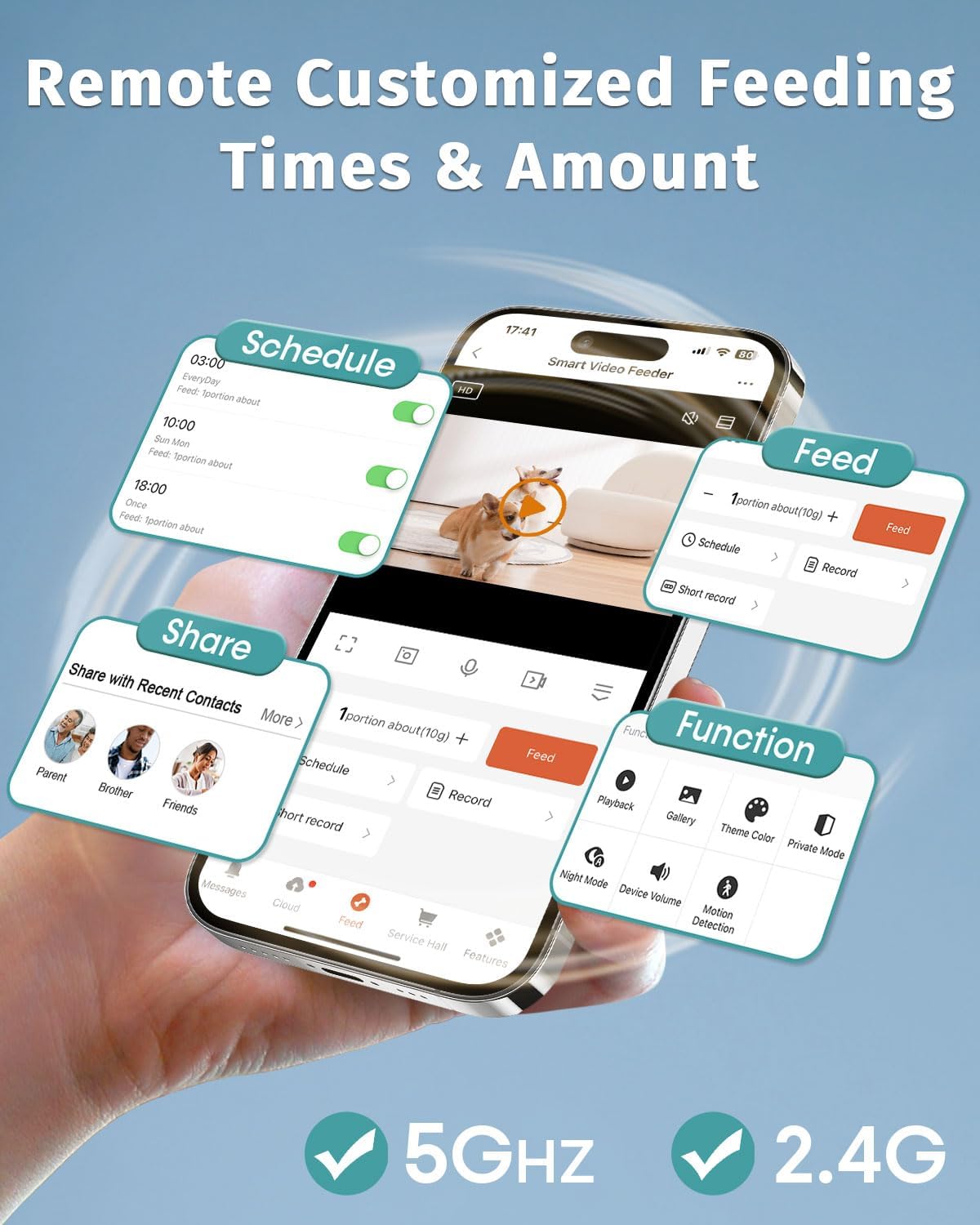 Automatic Dog Feeder Large Breed with Camera - 12L/50 Cups 5G WiFi App Control Dog Food Dispenser, Easy Setup, HD 1080P Video with Night Vision by Yakry