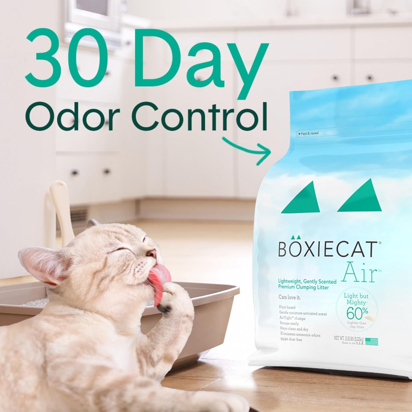 Boxie Gently Scented Cat Litter, Lightweight 30-Day Odor Control, Clumping, 6.5lb