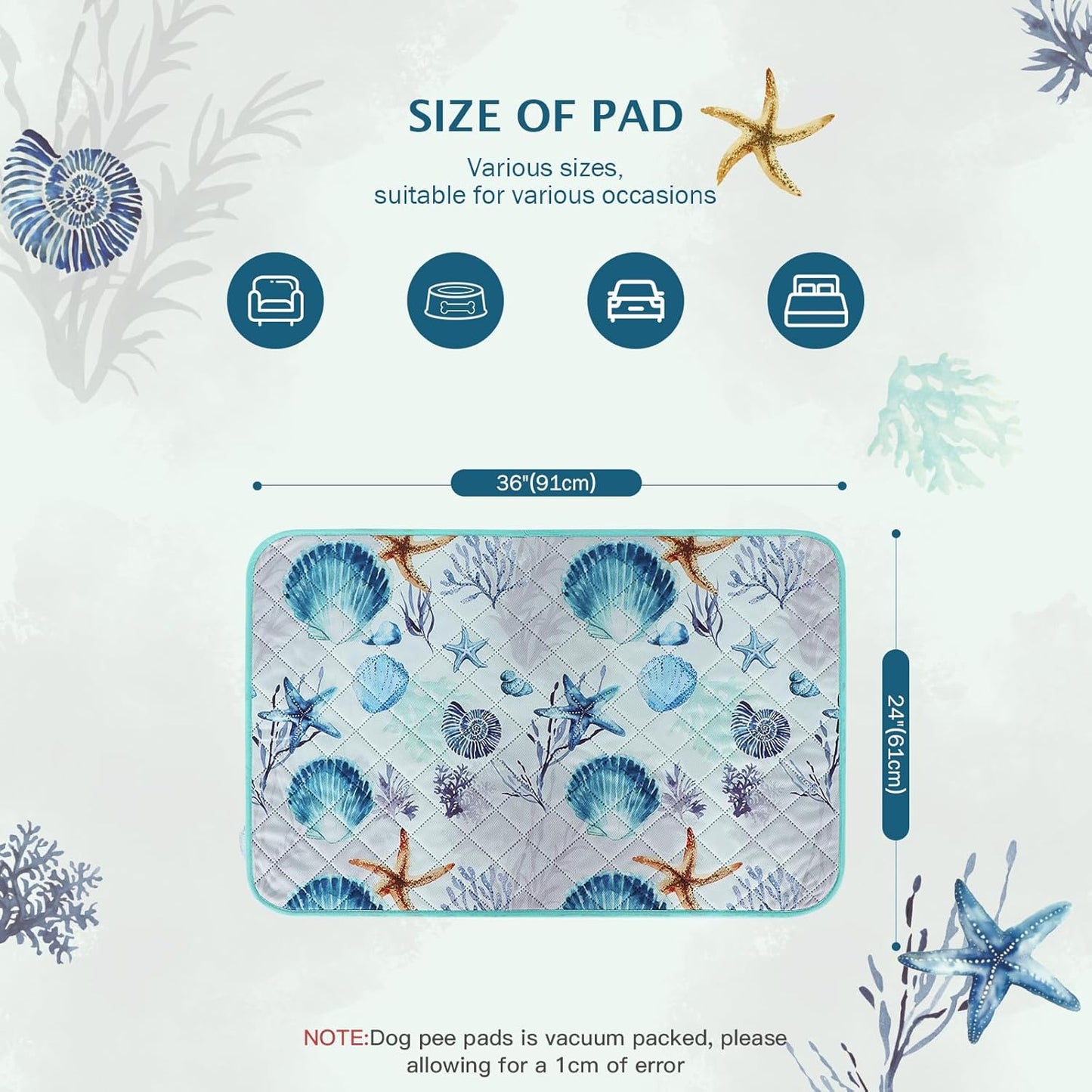 IEUUMLER Washable Pee Pads for Dogs, 2 Pack Reusable Waterproof Puppy Pads, Non-Slip Super Absorbent Dog Training Pad for Playpen Crate Bed EU012