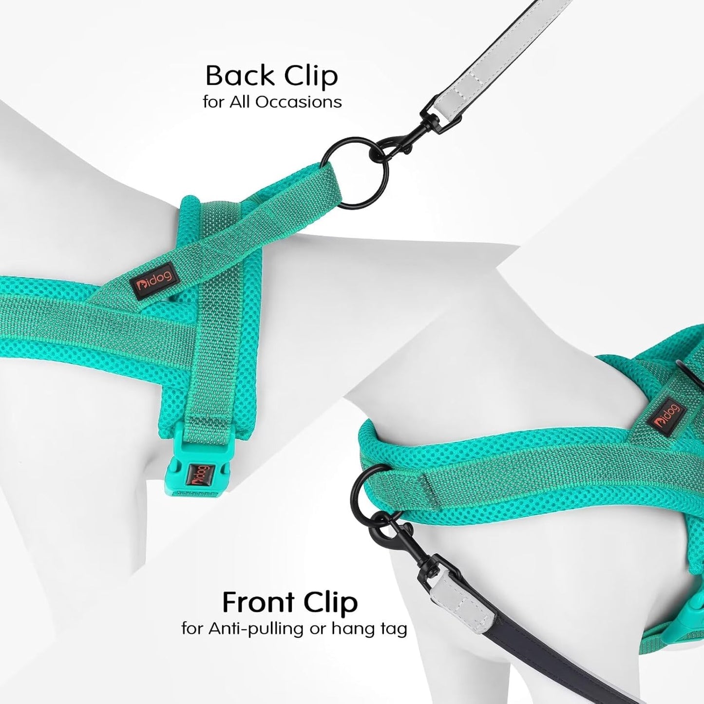 Didog No Pull Dog Harness with Breathable Mesh Padded, Full Reflective & Quick Fit Adjustable Vest Harness, Easy for Training Walking for Small & Medium and Large Dogs (Green, M:Chest 21-26")