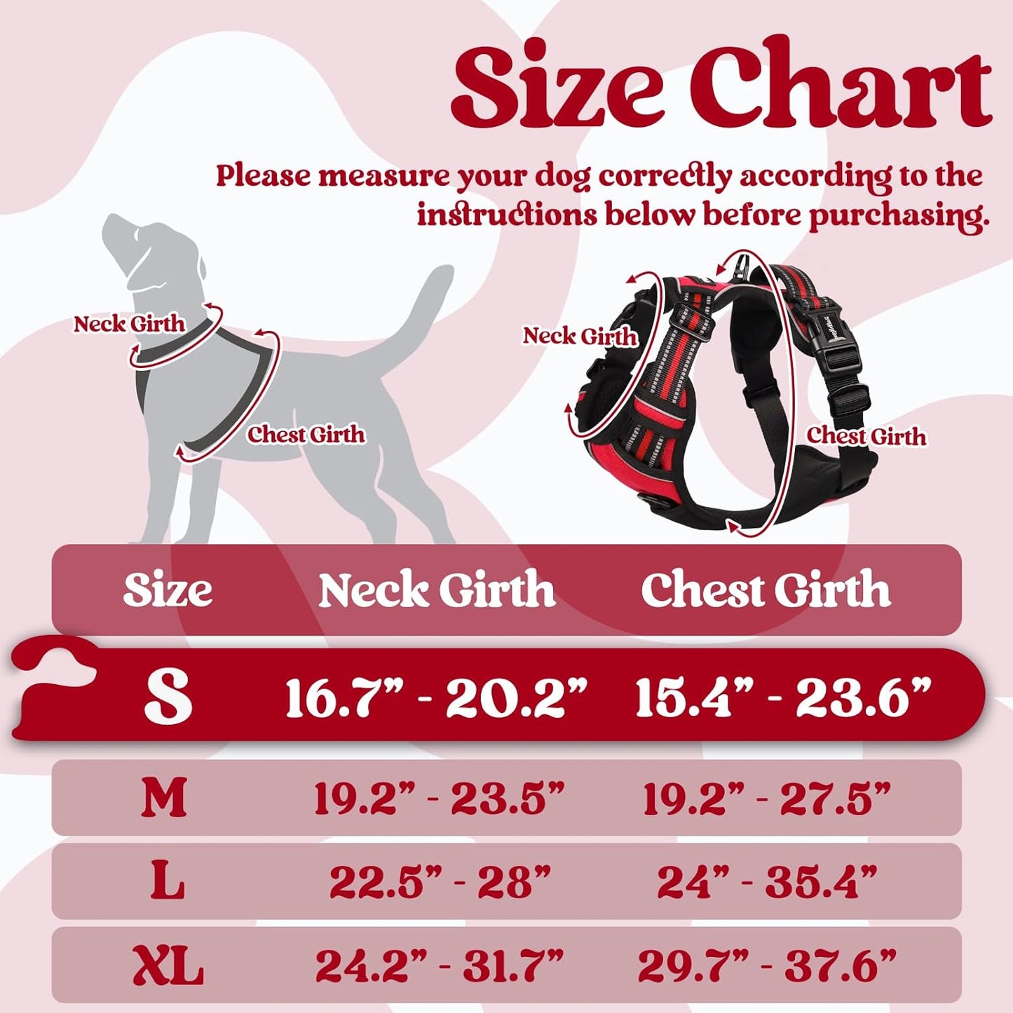 rabbitgoo Dog Harness Small Sized, No Pull Pet Harness with 3 Buckles, Adjustable Soft Padded Vest with Control Handle, Walking Reflective Pet Vest for Small Dogs, Red, S