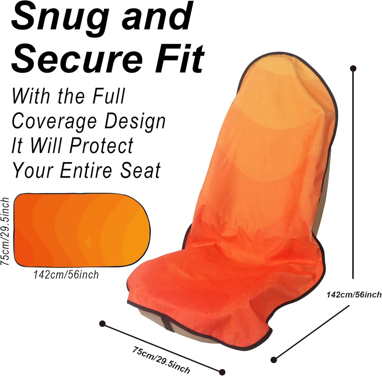 Car Seat Cover Protector Front Seats,for Gym Workout,Running,Swimming,Beach and Hiking,Waterproof Sweat Towel Bucket Seat Covers for Cars SUV Trucks (Orange, 2Pcs)