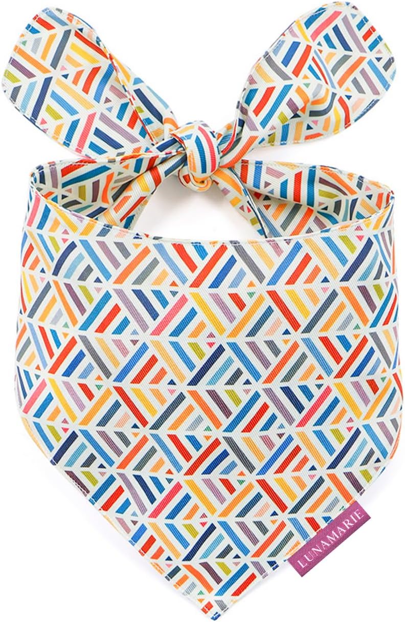 LunaMarie - Luxury Pet Birthday Bandanas -Premium & Silky Poly Fabric | 100% Handmade | Custom Shape Dual Layered (Xena, Large)