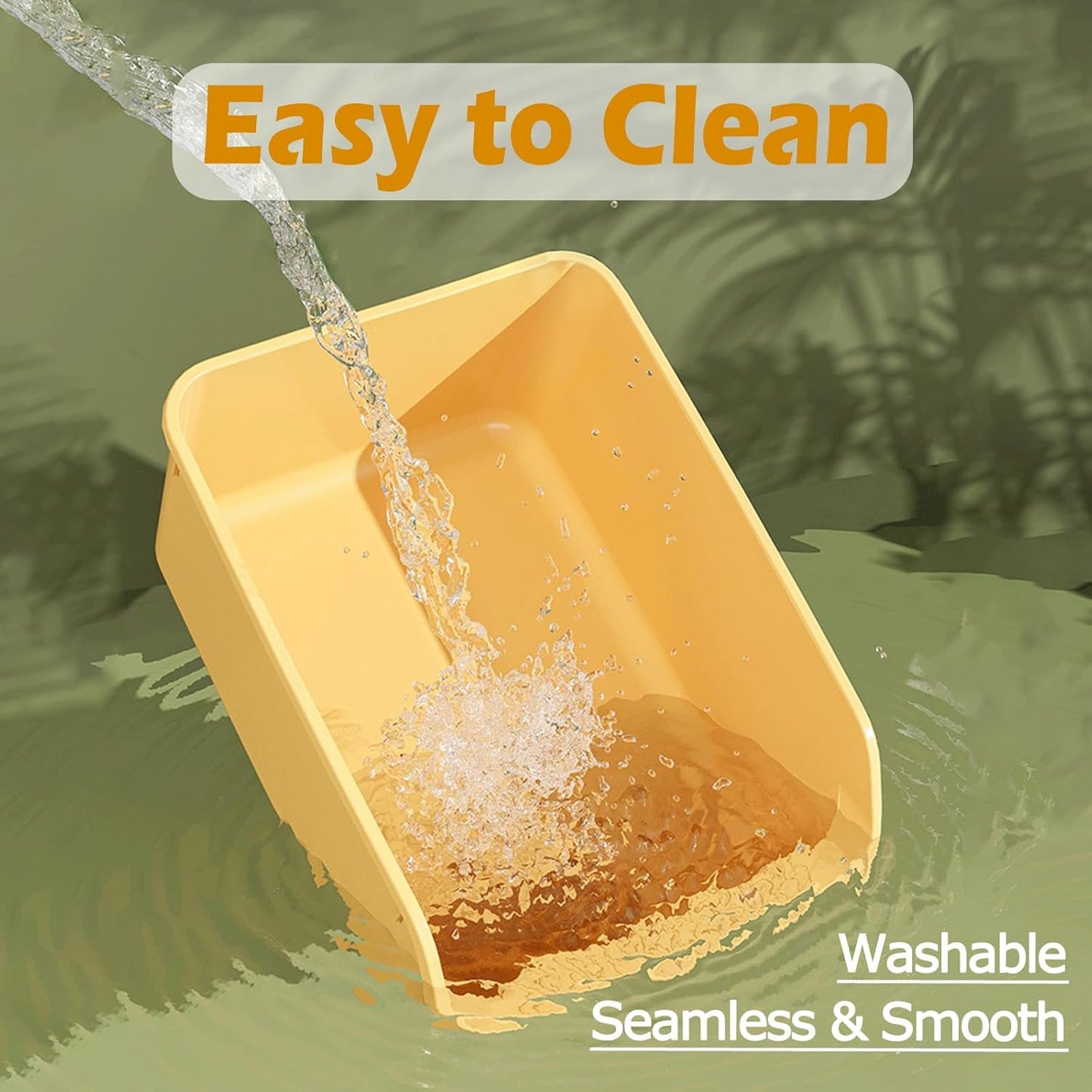 SpaceTime Large Cat Litter Box with High Sides,Cat Boxes for Indoor Cats,Cat Litter Pan for Kitty,Litter Box with Low Entry,Easy to Clean,Anti-Splashing(Cream White)