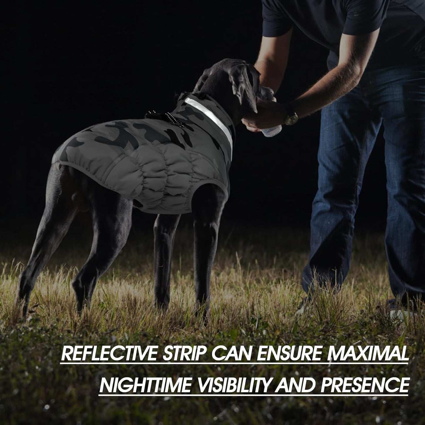 FUAMEY Dog Coat for Small Dogs,Waterproof Dog Winter Jacket with Harness Built in Puppy Cold Weather Coats Reflective Pet Vest with Zipper Warm Fleece Dogs Snowsuit Windproof Grey Camo S