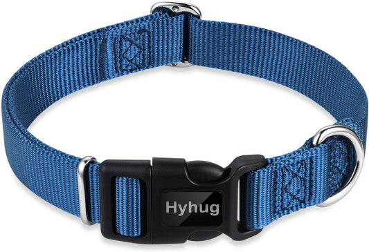 Hyhug Small Dog Collar Quick-Release Blue| Heavy-Duty Nylon Puppy Collar, Adjustable & Durable Pet Supplies for Boy & Girl Dogs (Small, Classic Blue)