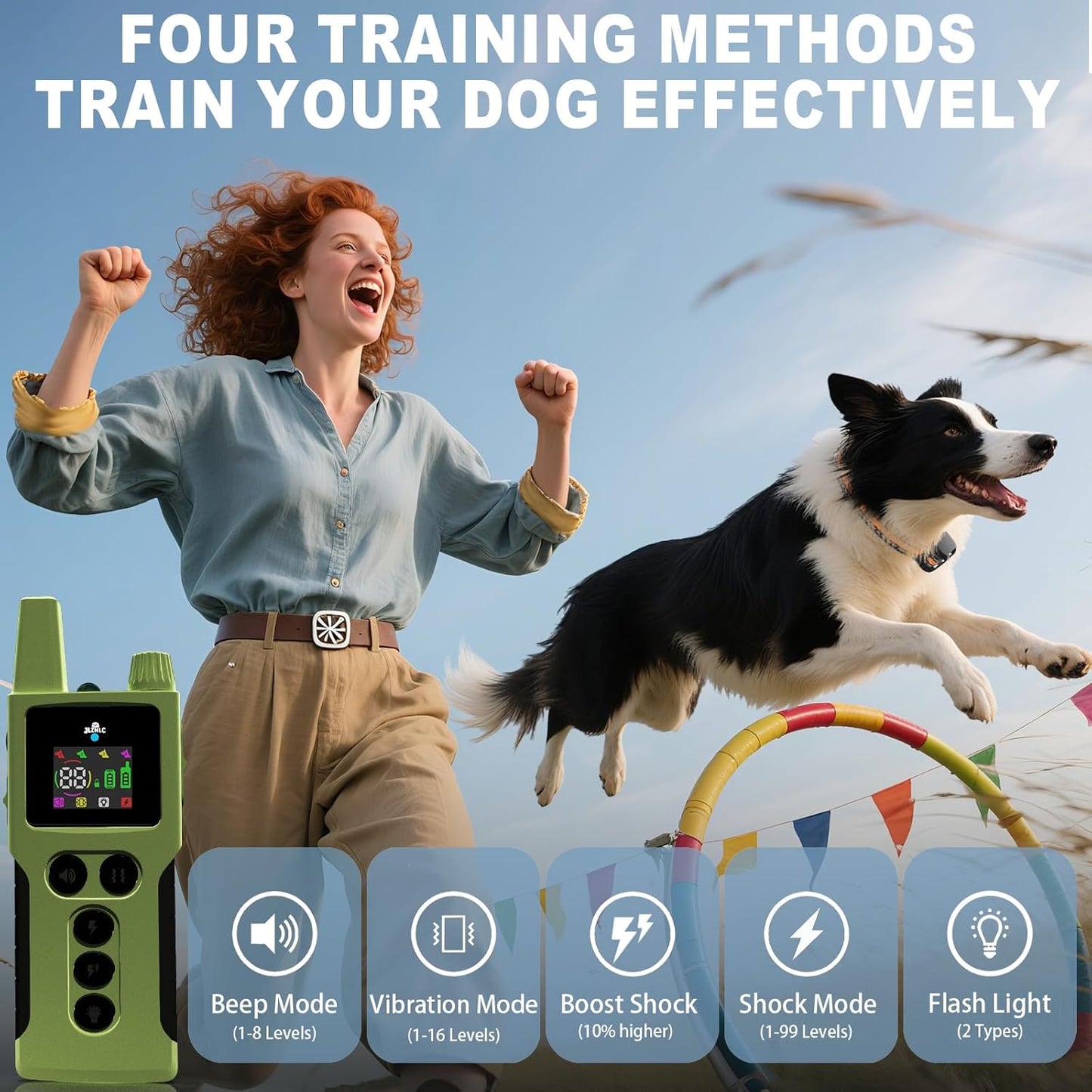 Dog Training Collar with Remote 4200FT 3 Dogs - Shock Collar for Barking Control, 4 Modes(Beep/Vibe/Static), IPX7 Waterproof for Swimming, 30-Day Rechargeable Battery, Adjustable for Small to XL Dogs
