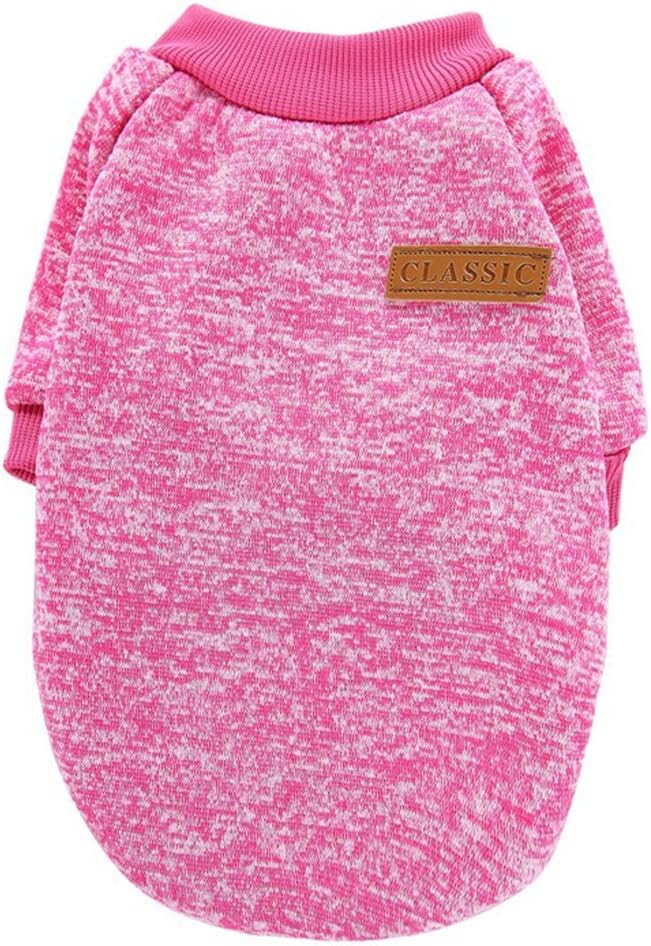 Jecikelon Dog Clothes Dogs Sweater Soft Puppies Clothing Winter Puppy Sweaters Warm Outfit for Dogs Small XXS XS Cat Apparel (Rose red, XS)