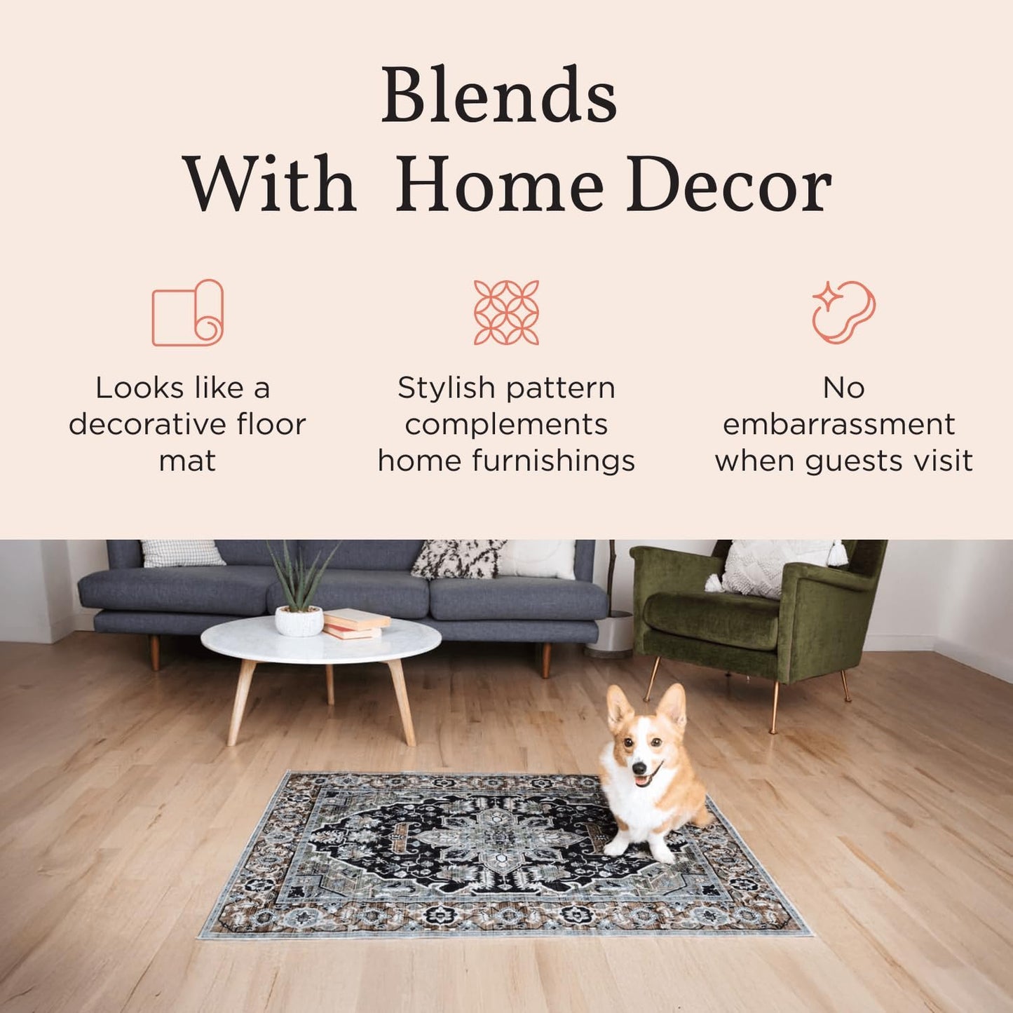 LOVEWAG Washable Dog Pee Pads, 24" x 16", Waterproof, Non-Slip, Super Absorbent, Reusable Machine-Washable, 2-Pack (Sage Forest)