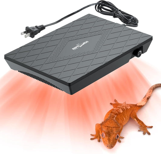 REPTI ZOO Reptile Heat Panel Adjustable Temperature Reptile Heating Plate, Non-Light Heating Solution with Expanded Heating Range for Hermit Crabs/Leopard Geckos/Turtles/Snakes/Lizards