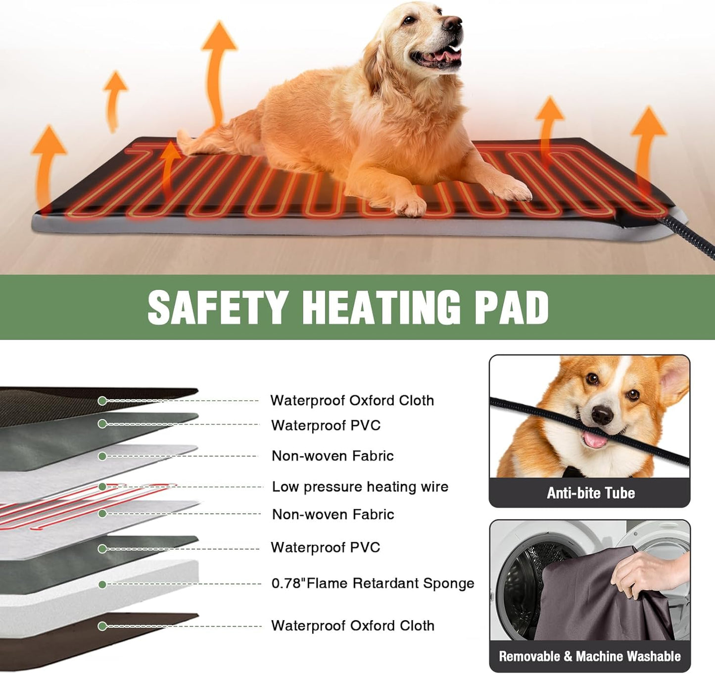 Large Dog House Outdoor Weatherproof Dog Kennel with Anti-Chewing Iron Frame (Brown(Heating Pad)-AIR80L, 50.9'' Large)