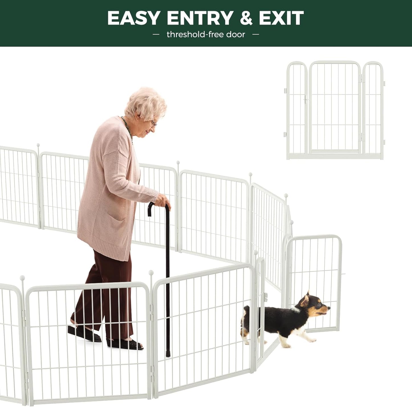 FXW Rollick Unleashed Dog Playpen for Indoor, Yard, RV Camping, 24 inch 48 Panels for Small and Puppy Dogs, White│Patented