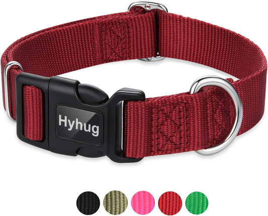 Hyhug Pets Classic Regular Solid Color Puppy Dog Collar (Small, Red)
