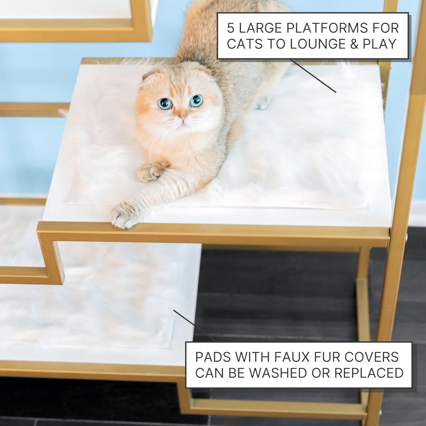 THE REFINED FELINE Metropolitan Cat Condo, Modern Furniture for Multiple Cats, Stepped Platforms for Cats and Kittens