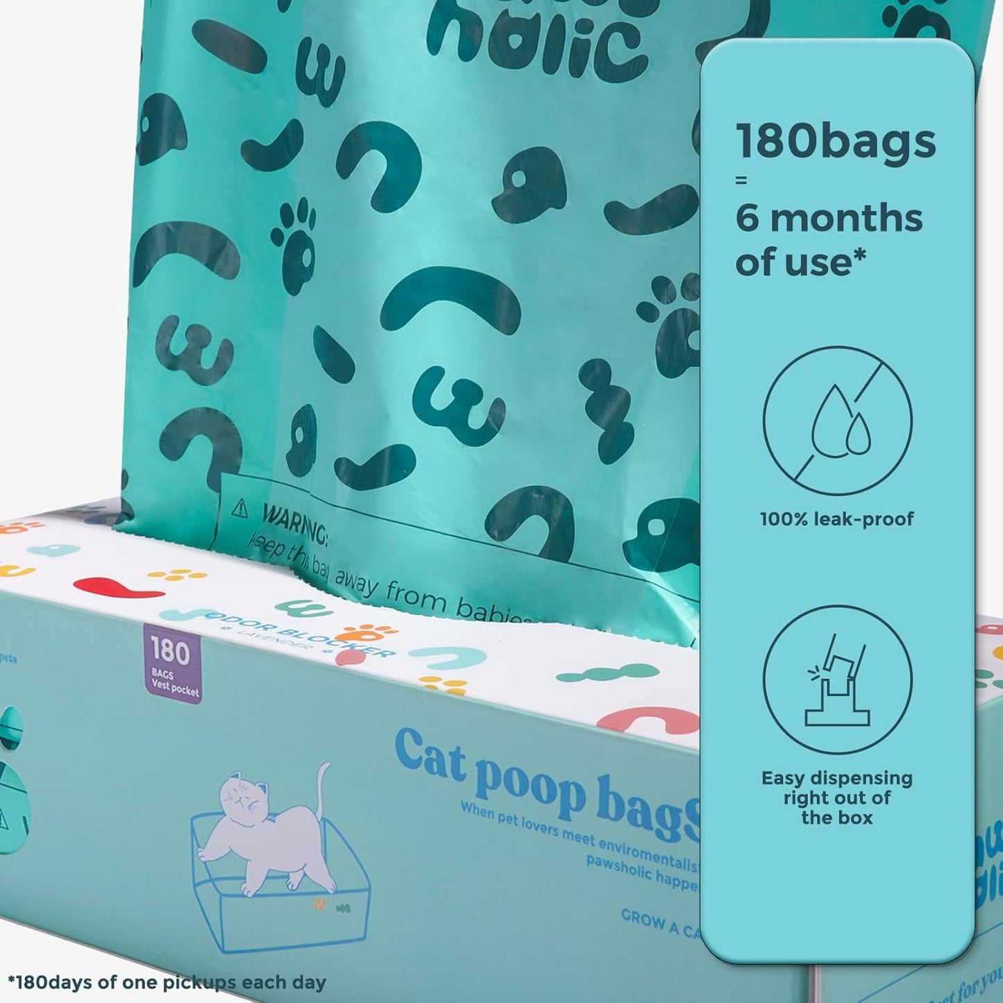 Poop Bags for Dog and Cat - Biodegradable 100% Leak-Proof Pet Waste Bags with Handle, 360 Count, Cornstarch Based Extra Thick, for Dog Poop and Cat Litter Disposal (Unscented)