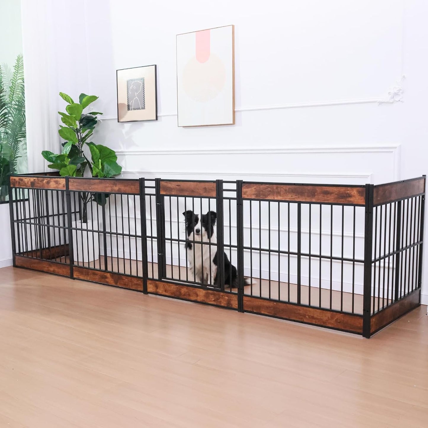 Dog Playpen, 35.4" Height Dog Pen Indoor, Heavy Duty, Safe and Sturdy, Furniture Style Puppy Pen (12 Panels (35.4" High), Rustic Brown)