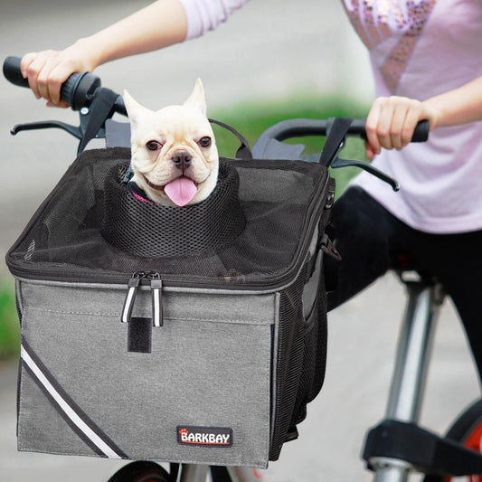 Pet Carrier Bicycle Basket Bag Pet Carrier/Booster Backpack for Dogs and Cats with Big Side Pockets,Comfy & Padded Shoulder Strap,Travel with Your Pet Safety（Titanium）