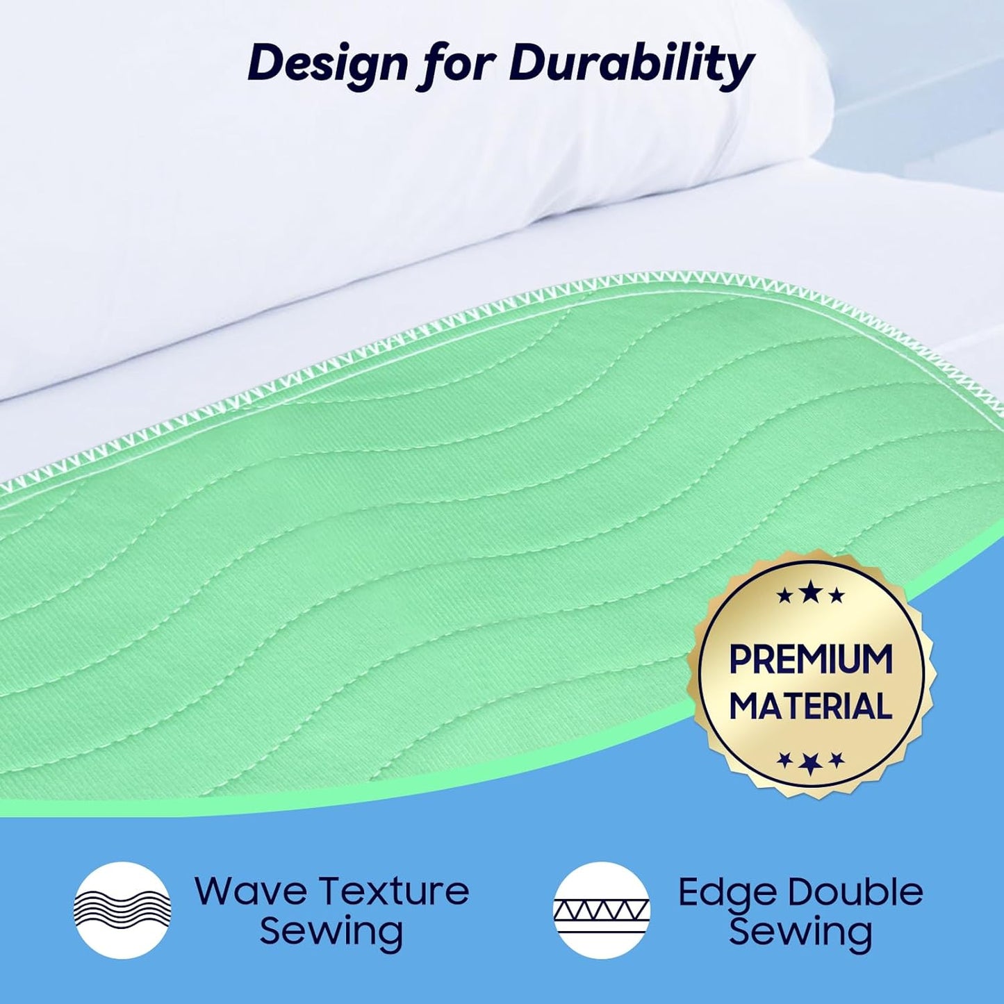 6 Pack 24” x 24” Extra Heavy Absorbency Washable Underpads, Waterproof Nursing Pads Incontinence Bed Pads, Reusable Washable Pee Pads for Dogs, Diaper Changing & Adults, Washable Puppy Pads
