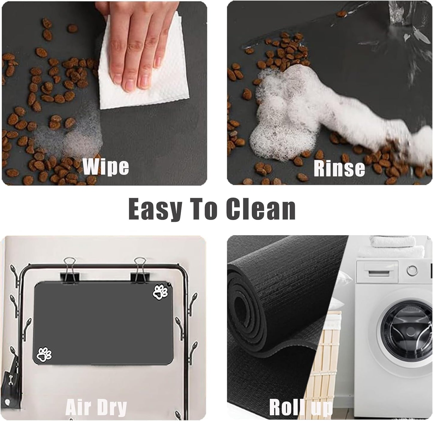 Large Pet Feeding Mat,Super Absorbent Pet Mat,Quick Dry Cat & Dog Water Dispenser Mat,No Stains Non Skid Pet Food Mat for Food and Water Bowl,Easy to Clean Pet Placemats (Dark Brown, 36'' x 24'')