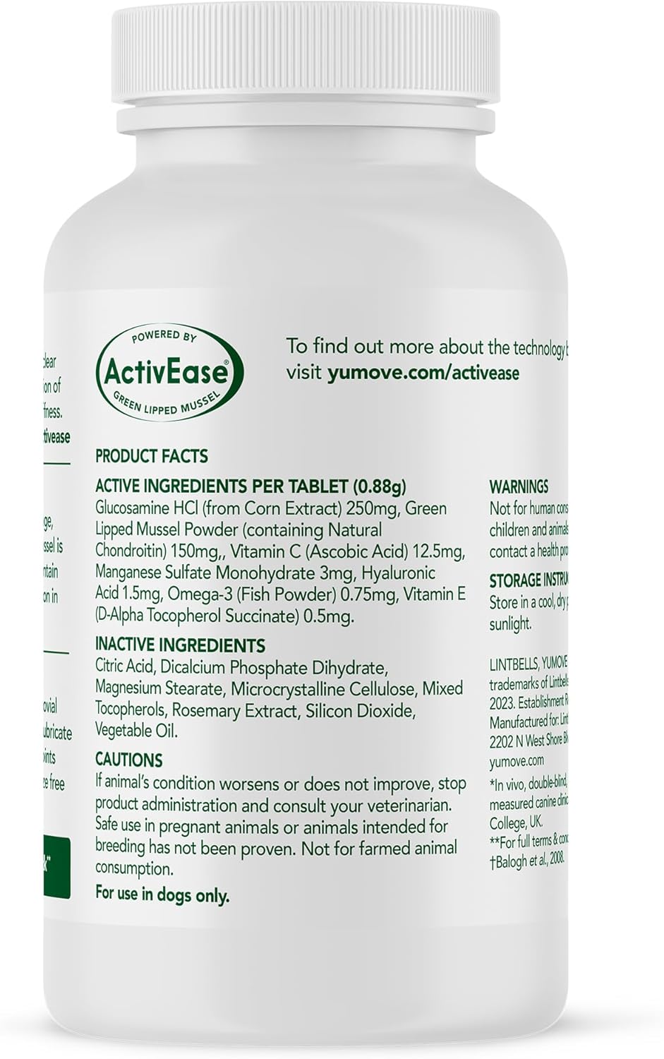 YuMOVE Hip & Joint Supplement for Dogs with Glucosamine, Hyaluronic Acid, Green Lipped Mussel & Omega 3 Joint Supplement - Regular or Advanced Strength (60ct, Chewable Tablets)