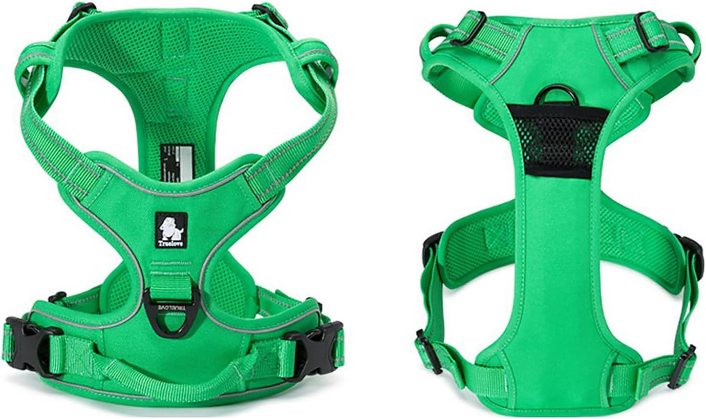 TRUE LOVE Adjustable No-Pull Dog Harness Reflective Pup Vest Harnesses Comfortable Control Brilliant Colors Truelove TLH5651(Grass Green,M)
