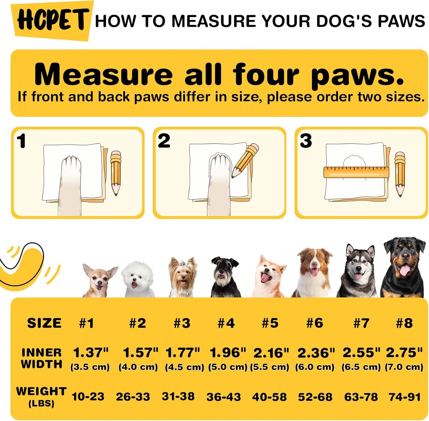 Hcpet Dog Shoes for Large Dogs, Waterproof Dog Booties for Small Medium Dogs, Anti-Slip Dog Boots & Paw Protectors for Hot Pavement Winter Snow Hiking with Reflective Straps Black Size 4