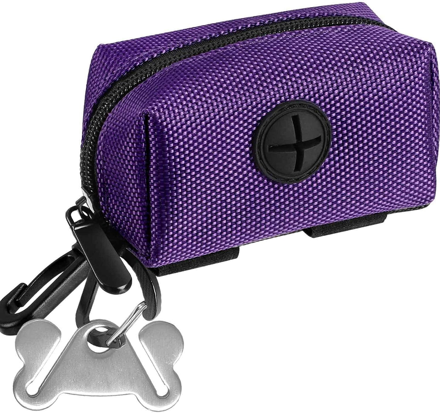Dog Waste Bag Dispenser Pet Poop Bags Holder for Doggie Waste Bags Dispensers Soft Fabric Zipper Small Doggy Puppy Pouch for Leash Accessory Attachment with Carrier,Purple