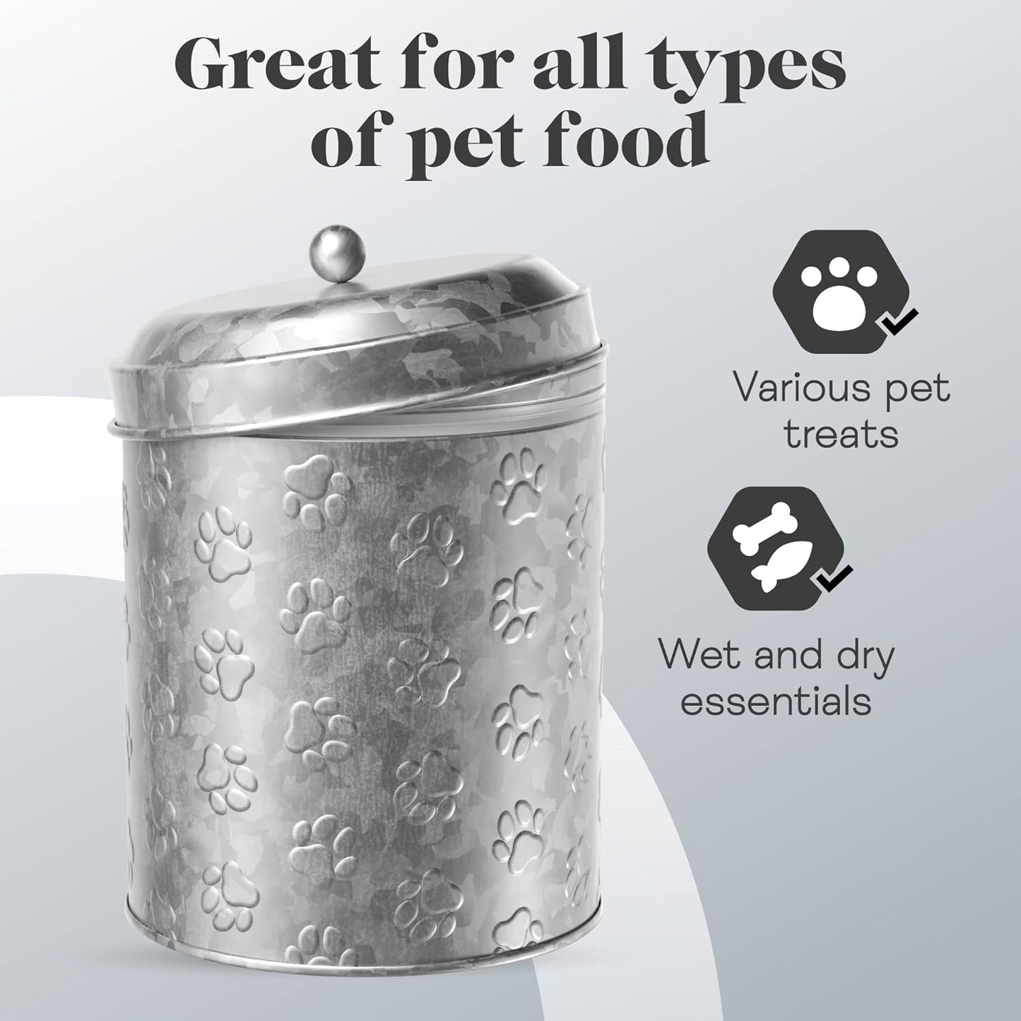 Amici Home Puppy Paws Galvanized Metal Food Canister (7CDI071)