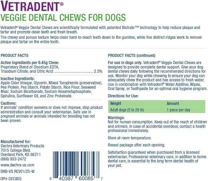Vetradent® Veggie Dental Chews for Small Dogs