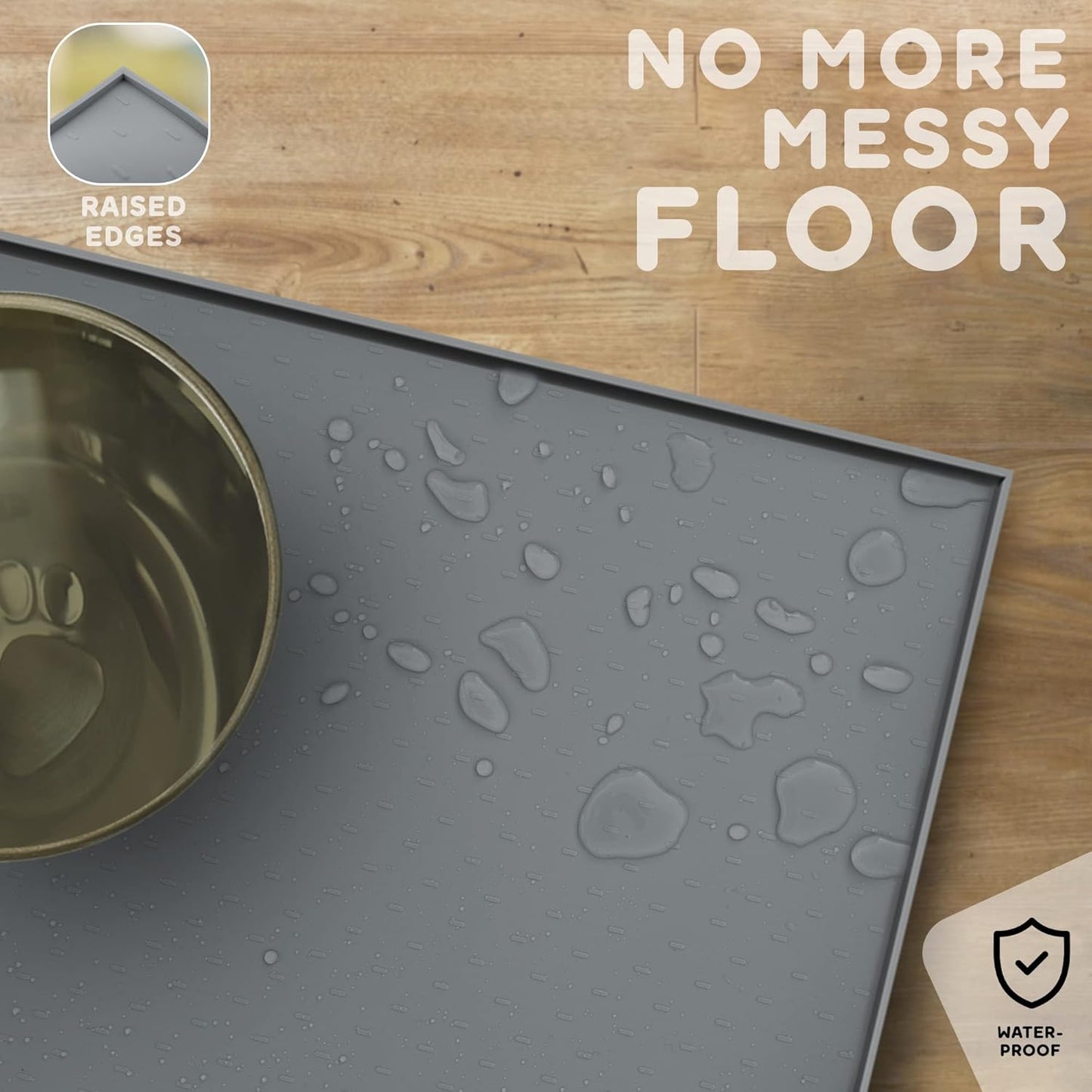 Dog Food Mat - 28x18 Raised Edges Dogs Mat for Food and Water Prevent Spill, Waterproof Cat Food Mats Protect Floors, Easy Clean Dog Bowl Mats for Food and Water, Silicone Pet Feeding Placemats