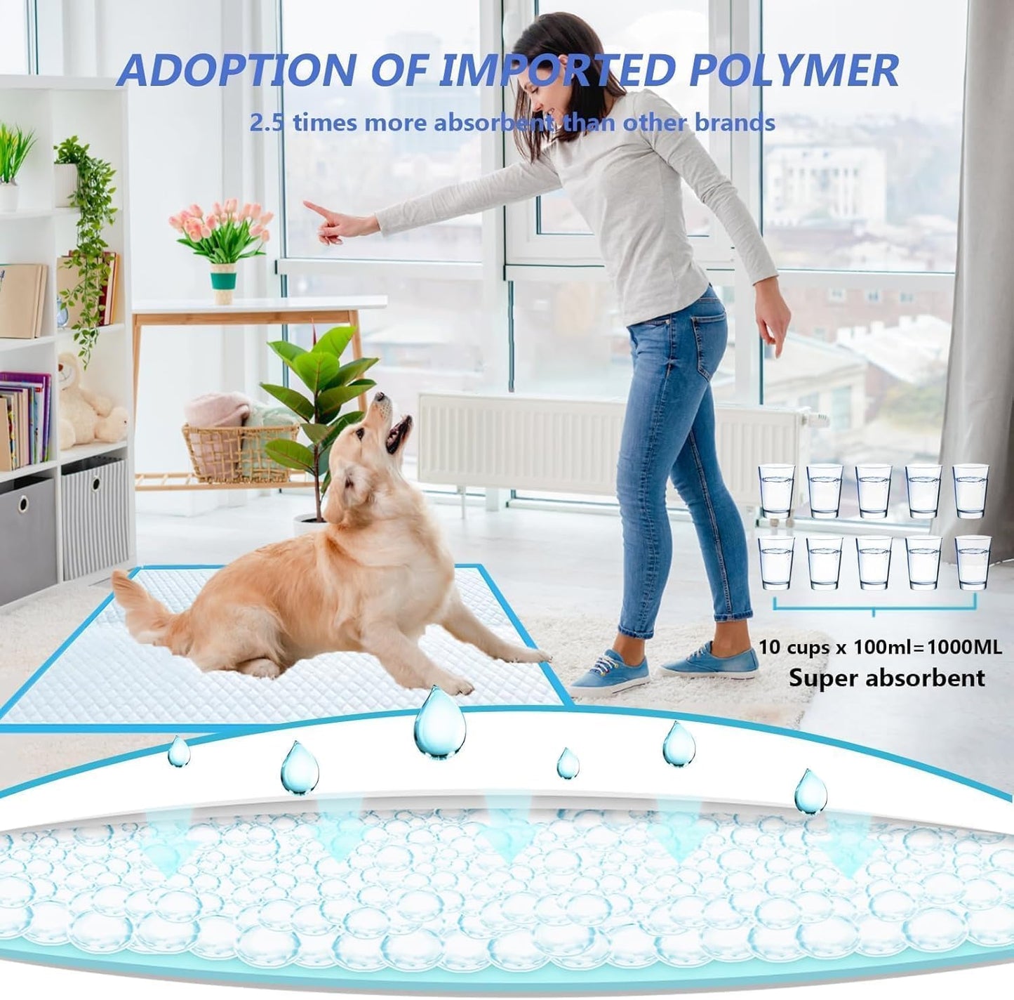 XXXL Puppy Pee Pads for Dogs 36"x36" 40 Count, Extra Large Dog Pee Pads, Leak-Proof & Super Absorbent Dog Pee Pads, Thicken Disposable Potty Pads Puppy Training Pads for Cats Rabbits