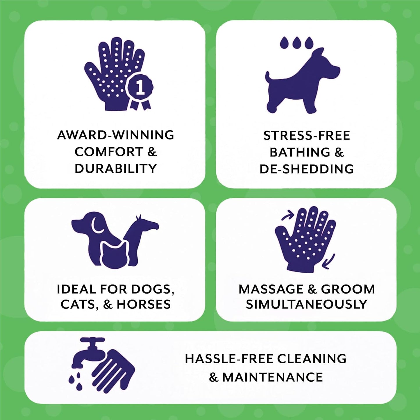 H HANDSON Pet Grooming Gloves - Patented #1 Ranked, Award Winning Shedding, Bathing, & Hair Remover Gloves - Gentle Brush for Cats, Dogs, and Horses (Grey, Medium)