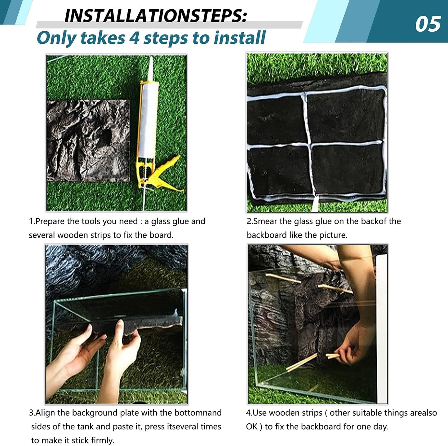 17.7x11.8in Rock Terrarium Background,3D Reptile Tank Background Board,Amphibian Stereo Backdrop Wall,Lizard Snake Gecko Spider Turtle Fish pet silo Background Decorative Panel(Blue)