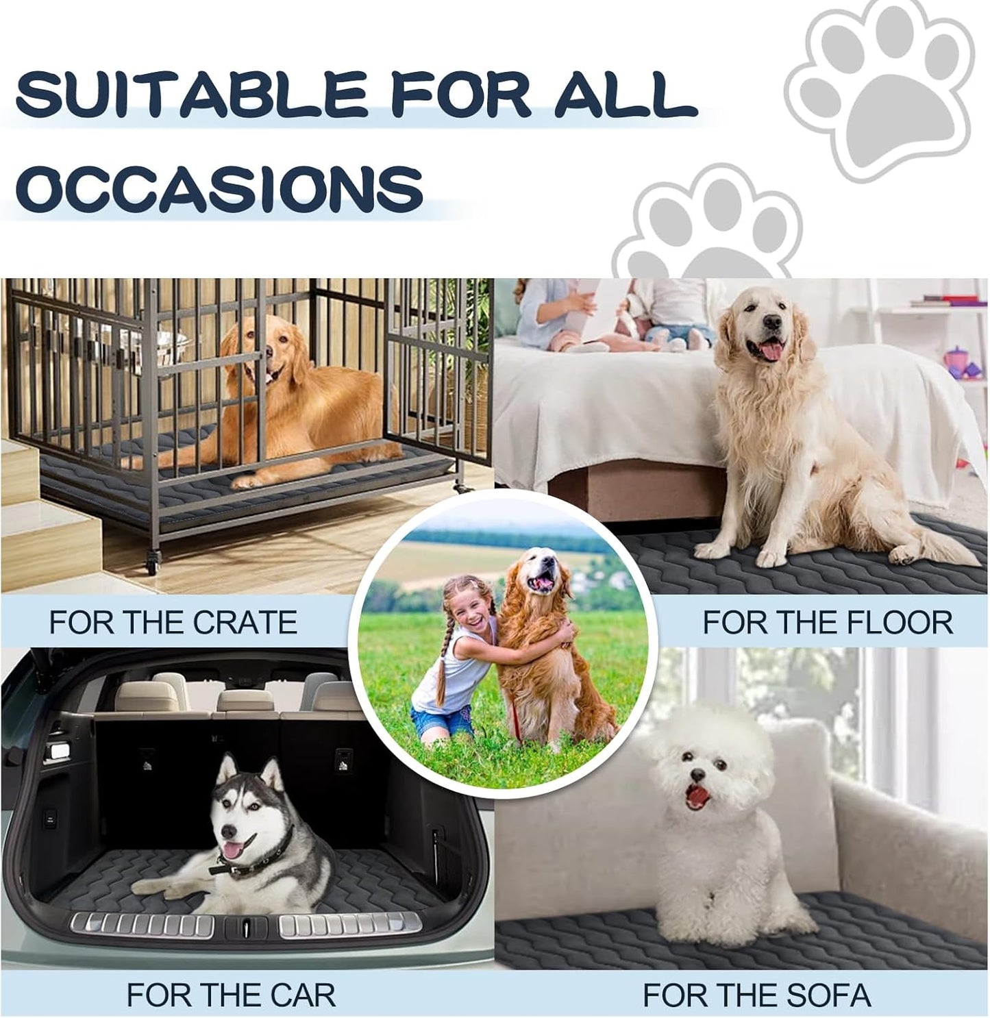 Bubble bear Dog Crate Mat - Upgraded Thick, Ultra Soft, Washable & Anti-Slip Kennel Pad for Small/Medium/Large Dogs, Dark-Hued to Hide Stains (42"x28")