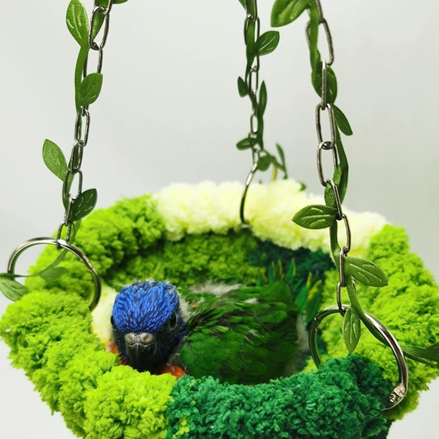 Bird Nest Hanging Hammock Bed Toy for Small Medium Pet Parrot Parakeet Cockatiel Conure Cockatoo Amazon Lovebird Budgie Finch Canary Hamster Rat Gerbils Chinchilla Cage Stand Perch (Green)