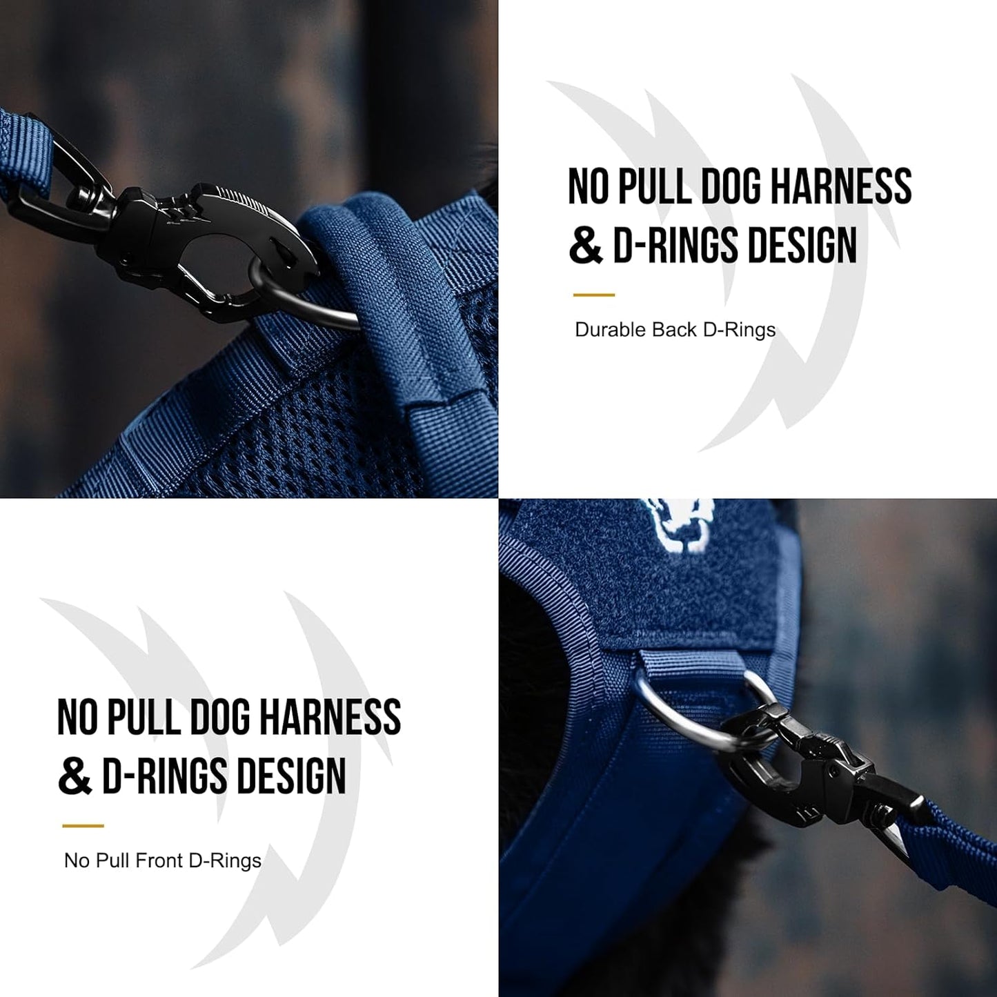 OneTigris Tactical Dog Harness for Small Medium Large Dogs, Mesh Design Service Dog Vest Breathable Military Dogs Molle Vests with Handles, Harness for Walking Hiking Training (Blue, S)