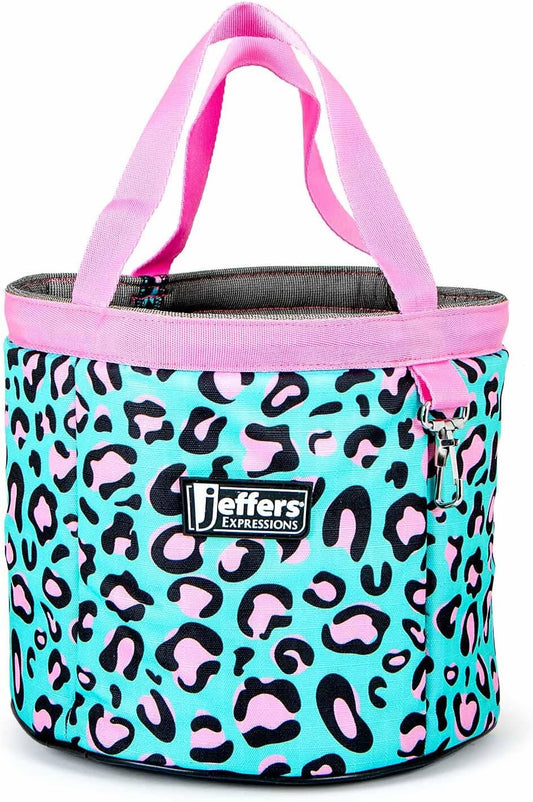 Jeffers Expression Grooming Tote Caddy, Party Cheetah - Durable Ripstop Organizer with Pockets for Horse Grooming Tools - Easy Carry Nylon Straps, Compact Storage for Stable, Travel & Equine Supplies