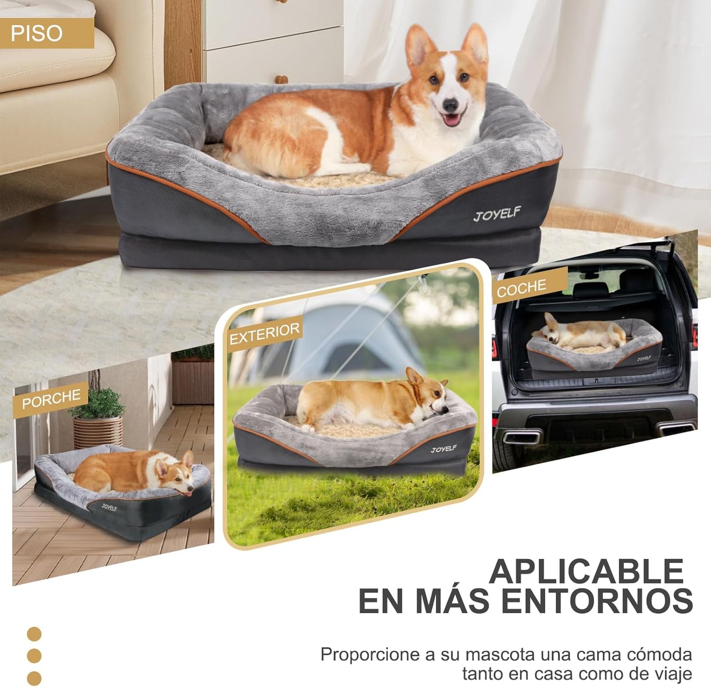 JOYELF Medium Memory Foam Dog Bed Orthopedic Dog Bed & Sofa with Removable Washable Cover and Squeaker Toy as Gift