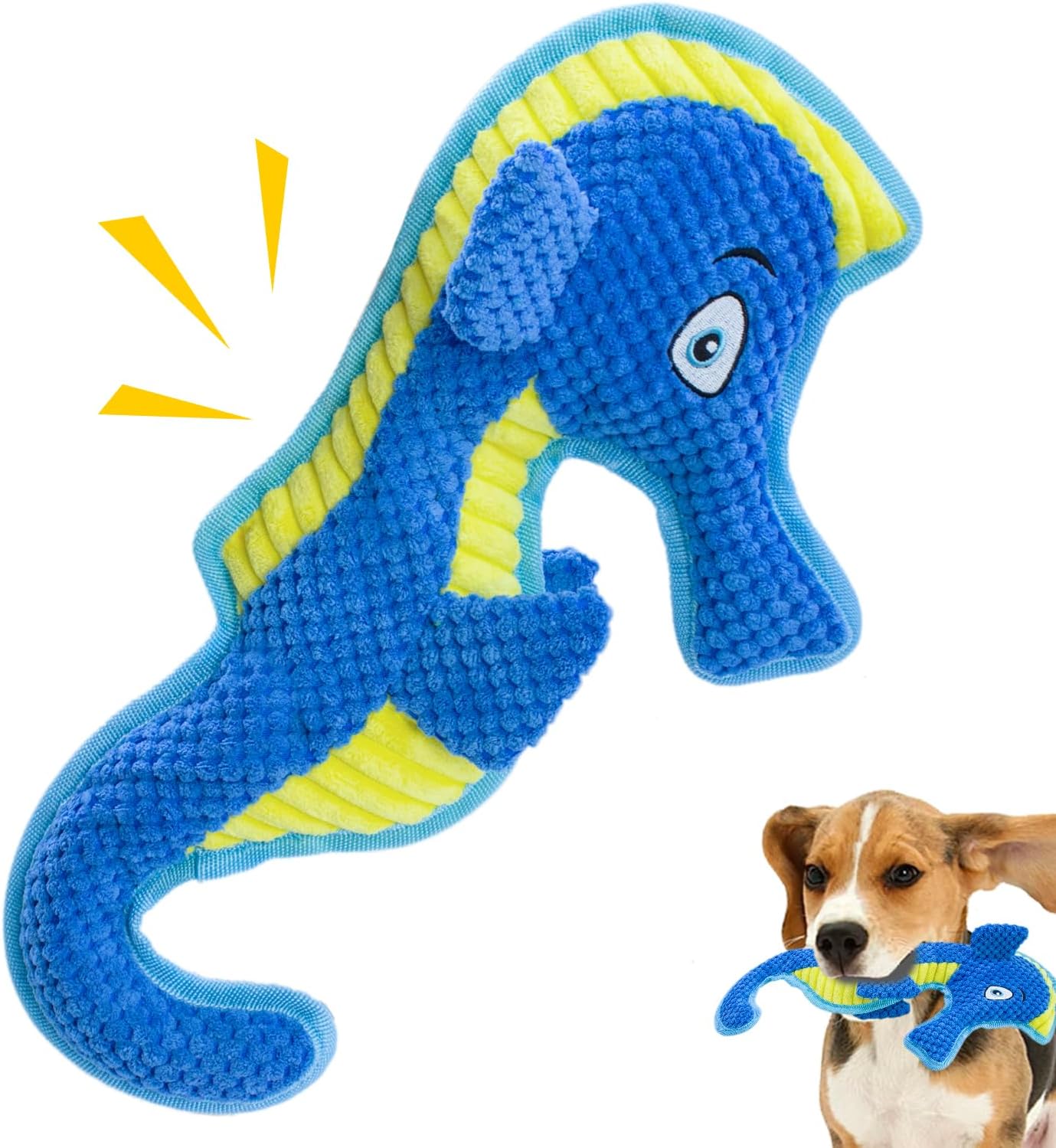 Dog Toy Squeaky Aggressive Durable Dog Toys for Dogs Chew No-Stuffed Dog Toy Interactive Hours of Fun Keep pups Busy -Green Shark,Bubble-Pressed Ultra-Soft Fabric