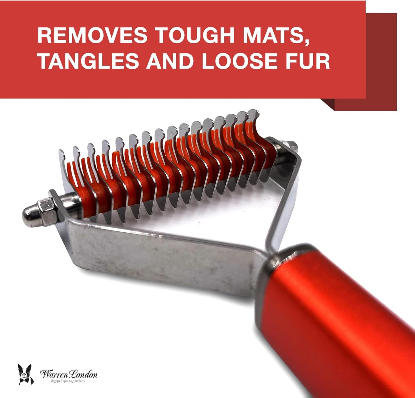 Warren London Dog Mat Remover Combo | Detangling Spray 16oz & Rake Brush | Tackles Tangles, Knots & Mats | 16oz Aloe & Jojoba Spray + Grooming Rake | $40 Value – Only $29.99
