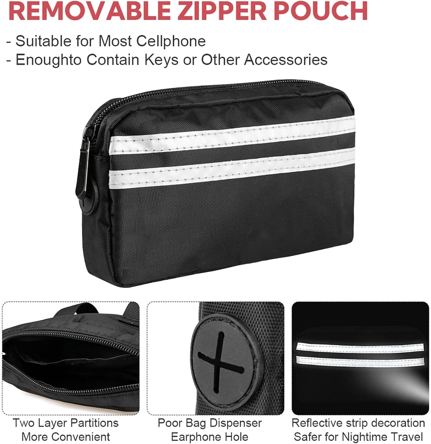 Hands Free Dog Leash, Adjustable Waist Belt with Double Padded Handles, Retractable Bungee for Medium & Large Dogs, Waist Leash for Dog Walking, Running, No Pull, Pink