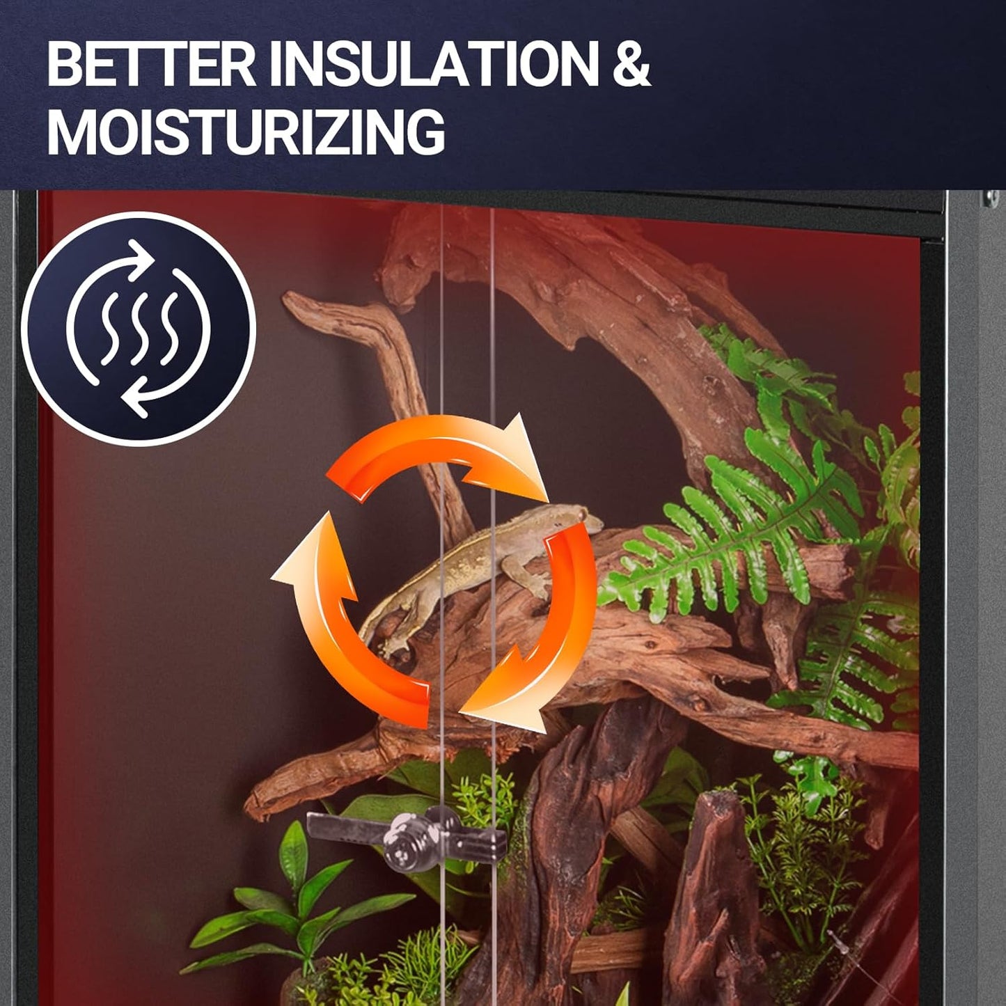 REPTI ZOO 20 Gallon PVC Reptile Terrarium, 24x18x12 inch Reptile Tank for Crested Gecko Leopard Gecko Snake Turtle Hermit Crab, Thermal Insulation Moisturizing