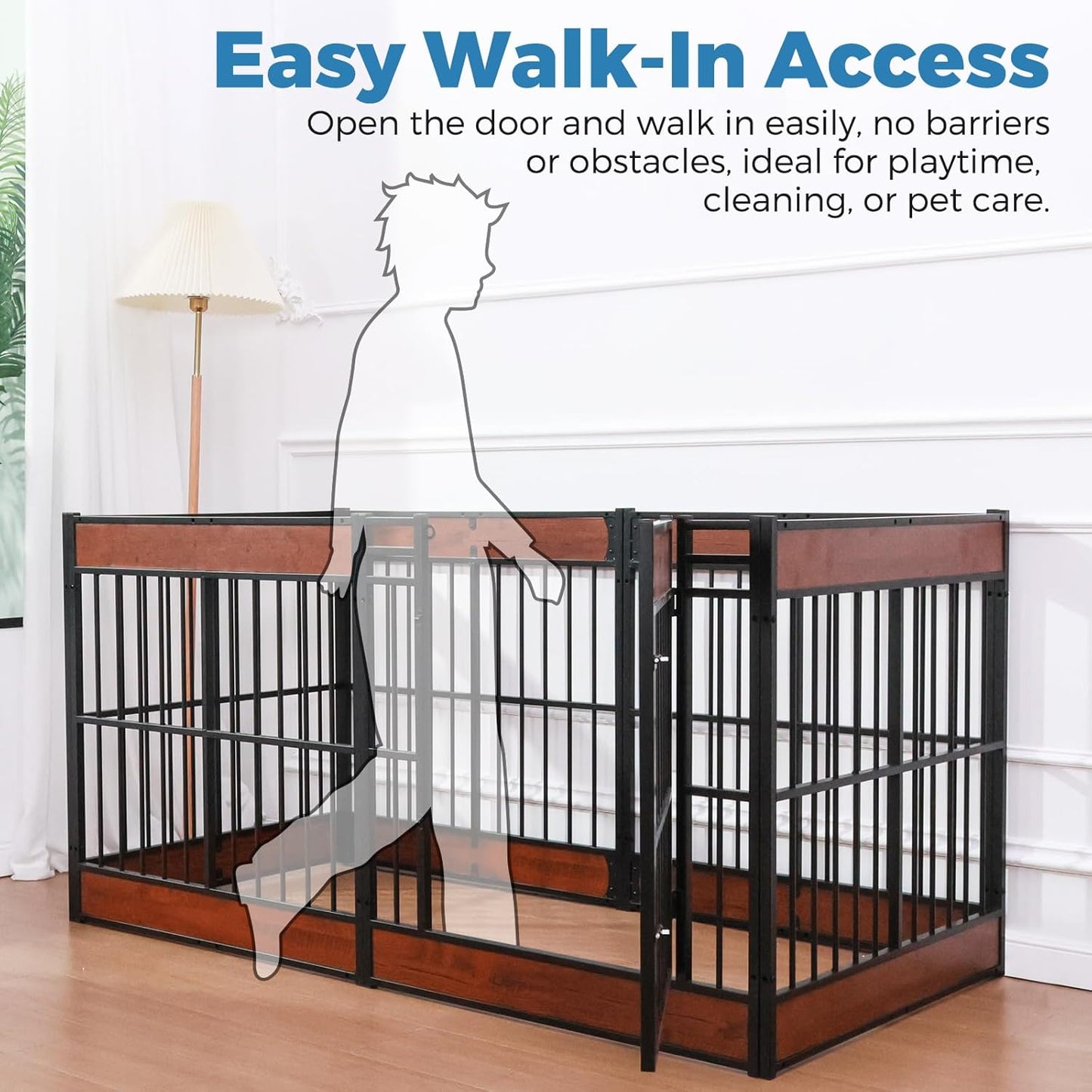 Dog Playpen, 35.4" Height Dog Pen Indoor, Heavy Duty, Safe and Sturdy, Furniture Style Puppy Pen (12 Panels (35.4" High), Mahogany)