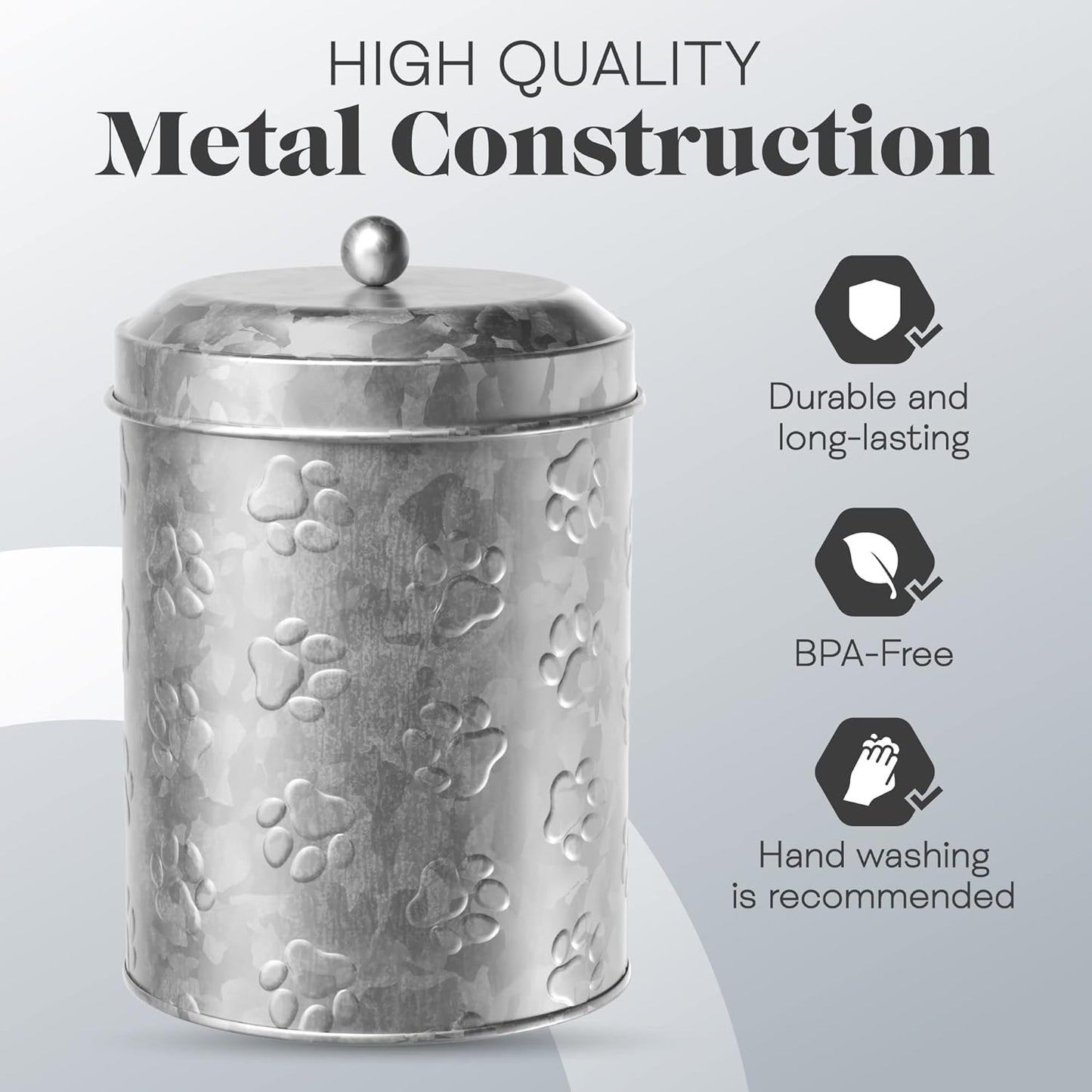 Amici Home Puppy Paws Galvanized Metal Food Canister (7CDI070)
